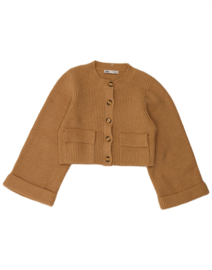 Sweter damski Zara Crop Cardigan UK 12 średni beż