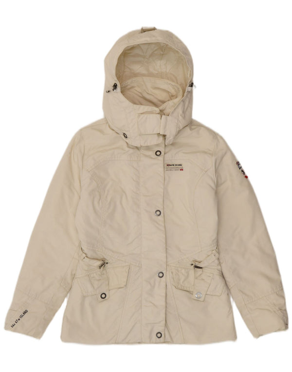 Damska kurtka wiatrówka CAPE HORN z kapturem UK 14, średnia w kolorze złamanej bieli