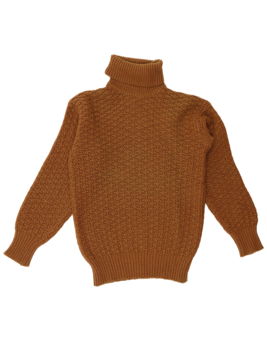 BENETTON Damski sweter z golfem UK 12 Średni brązowy wełniany