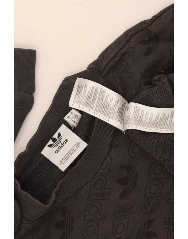 Adidas Męska bluza z grafiką, mała, szara, bawełniana