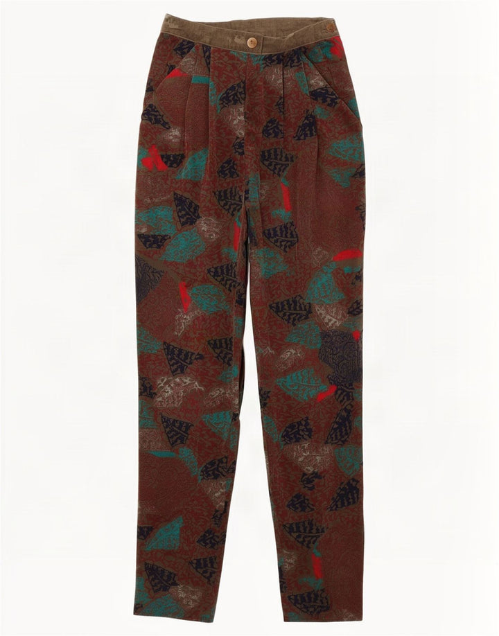 Vintage damskie spodnie na co dzień w abstrakcyjny wzór IT 44 Medium W26 L34 brązowe