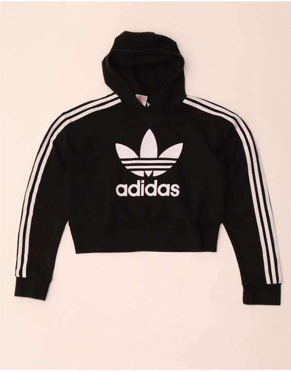 Dziewczęca bluza z kapturem Adidas z grafiką, 12-13 lat, czarna bawełna