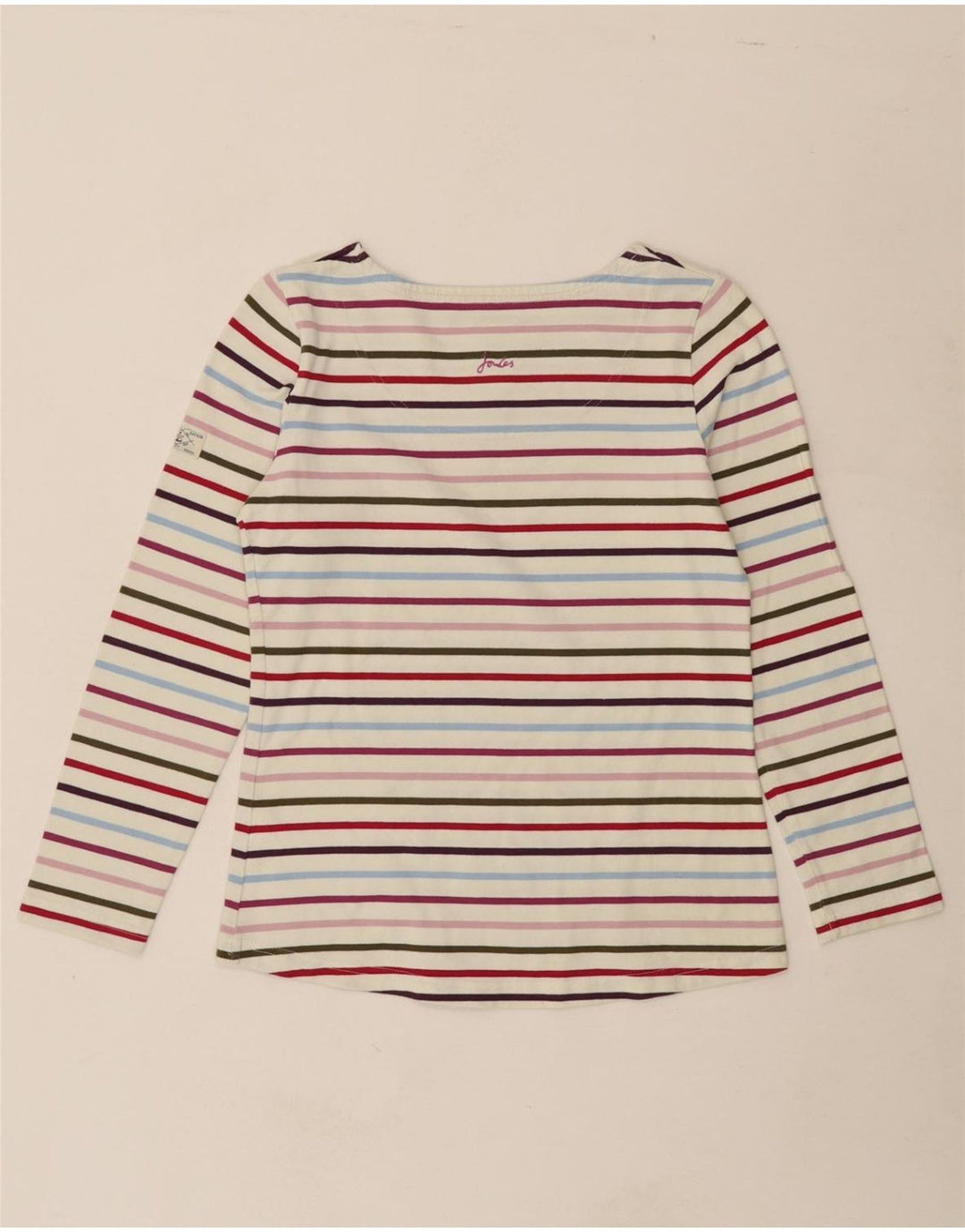 JOULES Womens Top Long Sleeve UK 8 Small White Striped Cotton Vintage Joules and Second-Hand Joules from Messina Hembry 