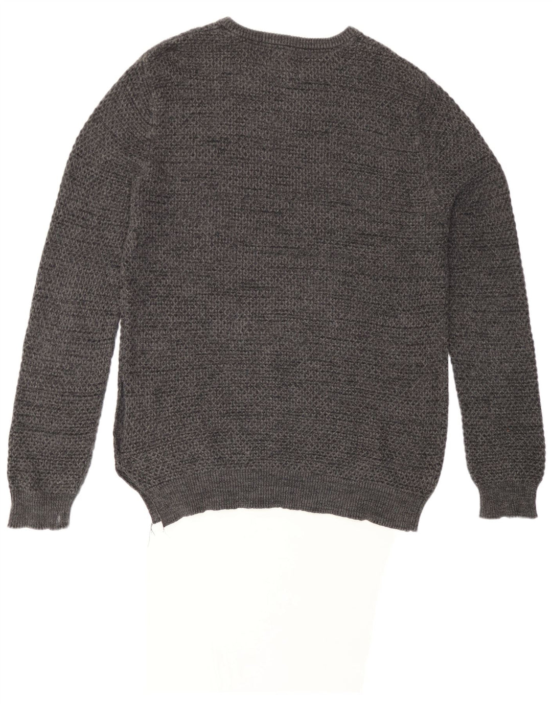 Marks & Spencer Męski sweter z okrągłym dekoltem, duży, szary, bawełniany w plamki