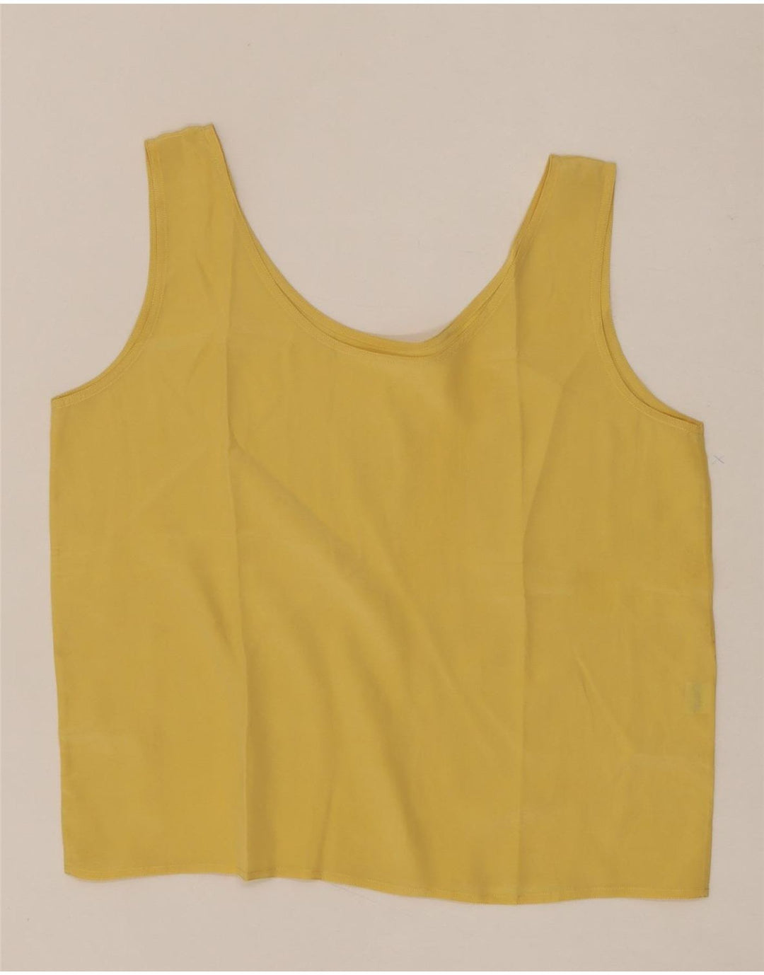 VINTAGE Womens Sleeveless Blouse Top UK 14 Medium Yellow Silk Vintage Vintage and Second-Hand Vintage from Messina Hembry 