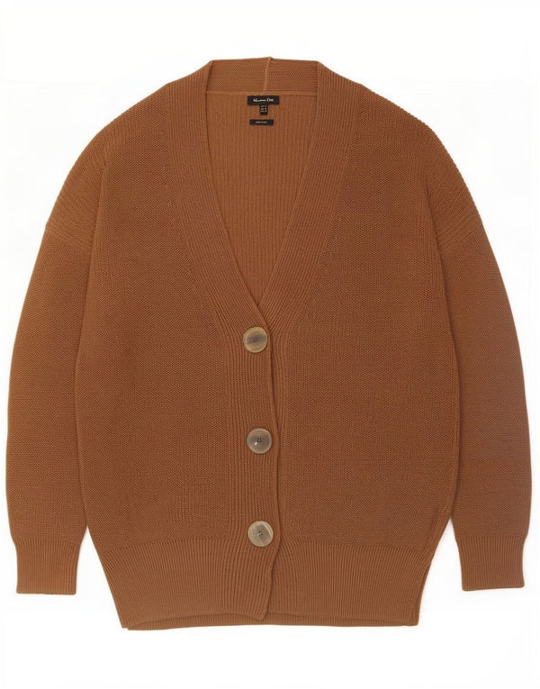 Damski sweter o przedłużonym fasonie Massimo Dutti UK 14, średni brązowy poliester
