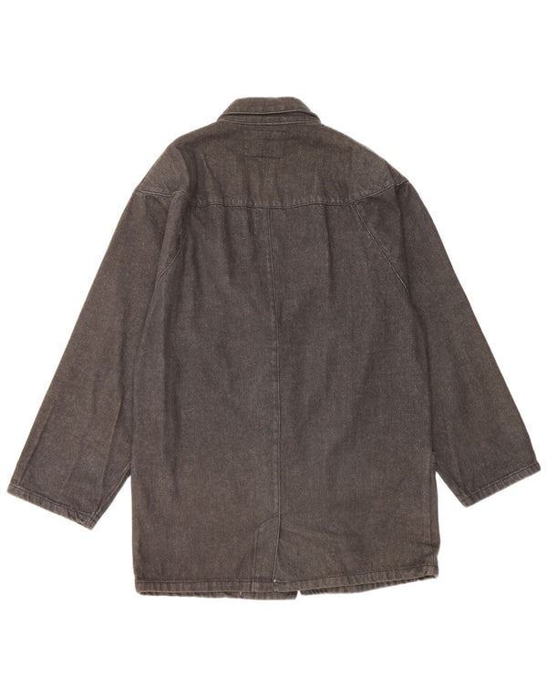 Vintage damski płaszcz dżinsowy oversize UK 14, średni czarny bawełniany