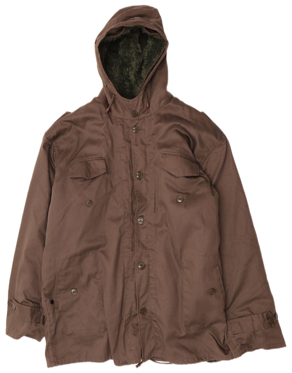 Vintage męska kurtka wojskowa z kapturem Sherpa Parka IT 62 3XL Khaki
