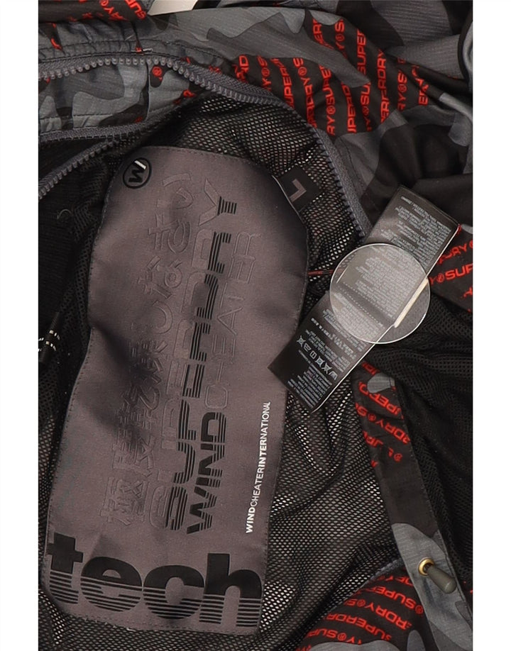 Męska wiatrówka Superdry Graphic Rain Jacket UK 40, duży, szary kamuflaż