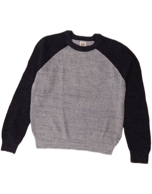 Sweter chłopięcy Gap z okrągłym dekoltem, 11-12 lat, XL, niebieska, bawełniana w bloki kolorów