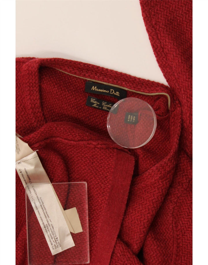 Męski sweter Massimo Dutti z okrągłym dekoltem, duży, czerwony, bawełniany