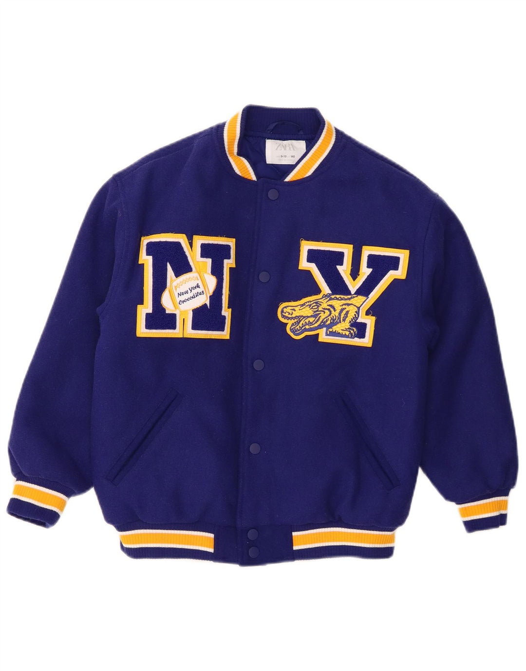 Kurtka dziewczęca ZARA New York Crocodiles Graphic Varsity 9-10 lat granatowa