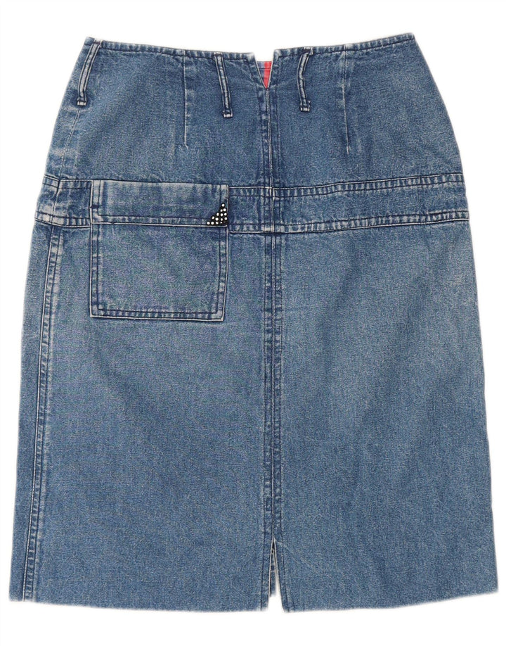 Damska spódnica jeansowa POP 84 IT 42 Medium W28 Niebieska bawełna
