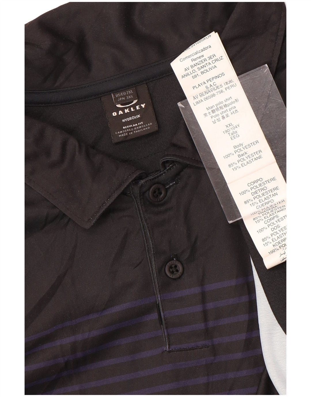 Męska koszulka polo Oakley 2XL, poliester w czarne paski