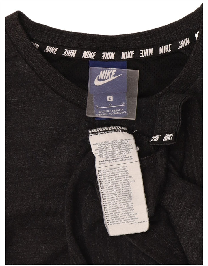T-shirt męski Nike, mały, szary, bawełniany w prążki
