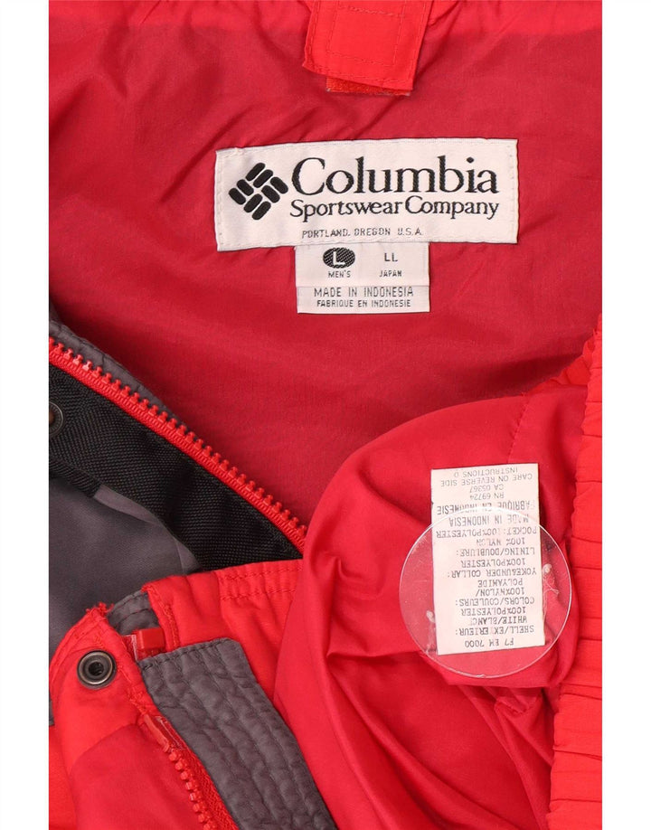 Męska kurtka wiatrówka oversize Columbia UK 40, duża, czerwona, z blokami kolorów