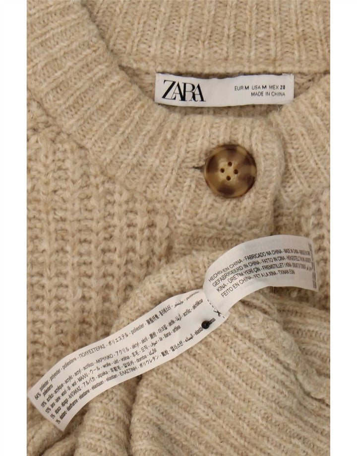 Sweter damski Zara Cardigan UK 12, średni beżowy poliester