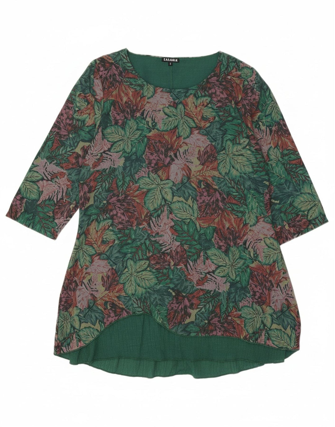 CASAMIA Womens 3/4 Sleeve Basic Dress UK 10 Small Green Floral Viscose