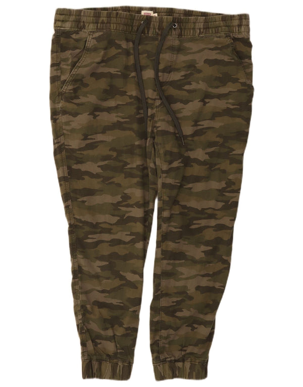 LEVI'S Mens Joggers Cropped Trousers XL W38 L24 Khaki Camouflage Cotton