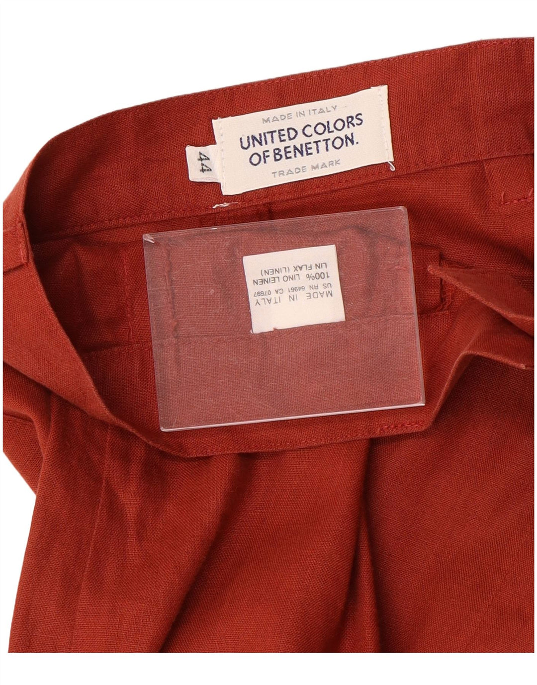 Damska spódnica midi BENETTON IT 44 Medium W26 czerwona lniana