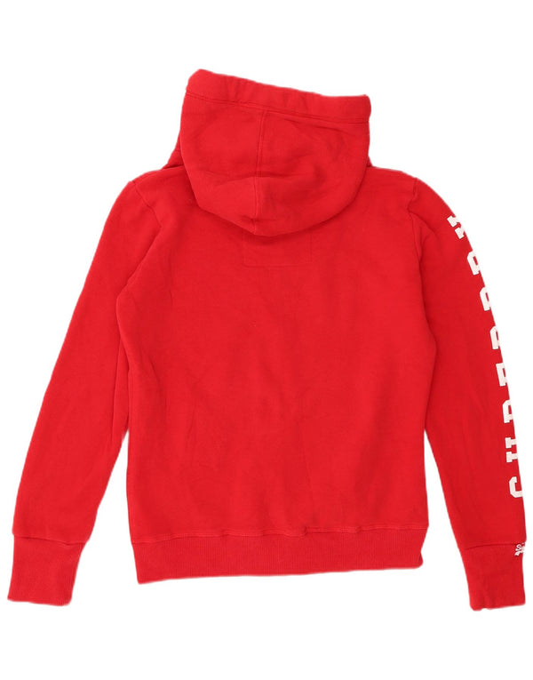 Damski sweter z kapturem i zamkiem błyskawicznym Superdry, UK 10, mały, czerwony, bawełniany