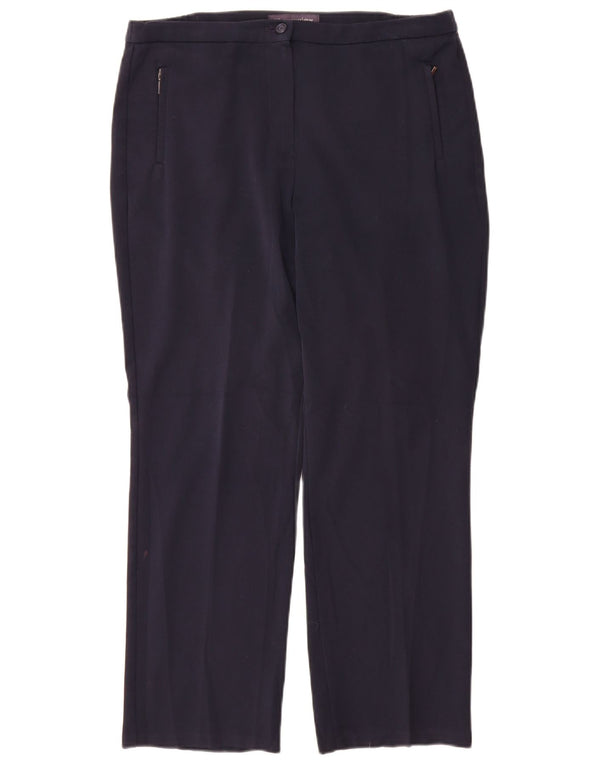 Marks & Spencer Damskie proste spodnie codzienne W32 L28 Granatowy poliester