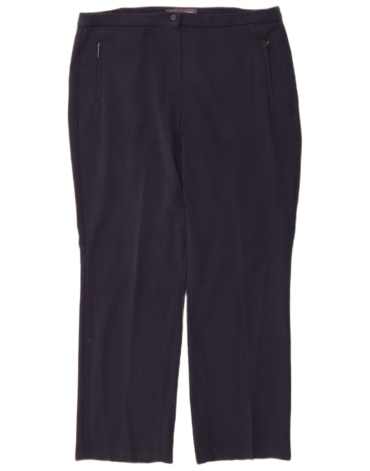 Marks & Spencer Damskie proste spodnie codzienne W32 L28 Granatowy poliester