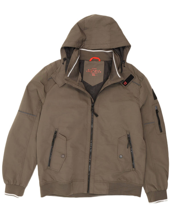 Męska kurtka bomber z kapturem Jim Spencer UK 44 2XL Khaki Poliester