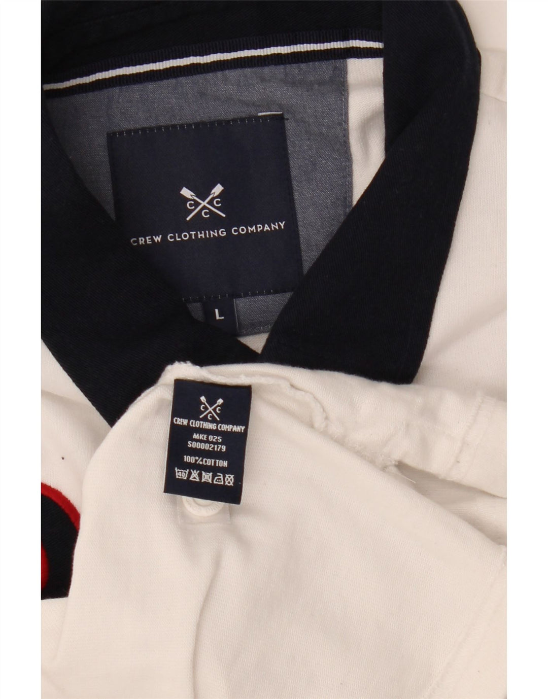 CREW CLOTHING Męska koszulka polo do rugby z grafiką, duża, biała, z blokami kolorów