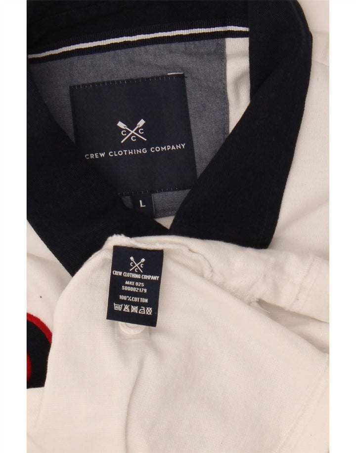CREW CLOTHING Męska koszulka polo do rugby z grafiką, duża, biała, z blokami kolorów
