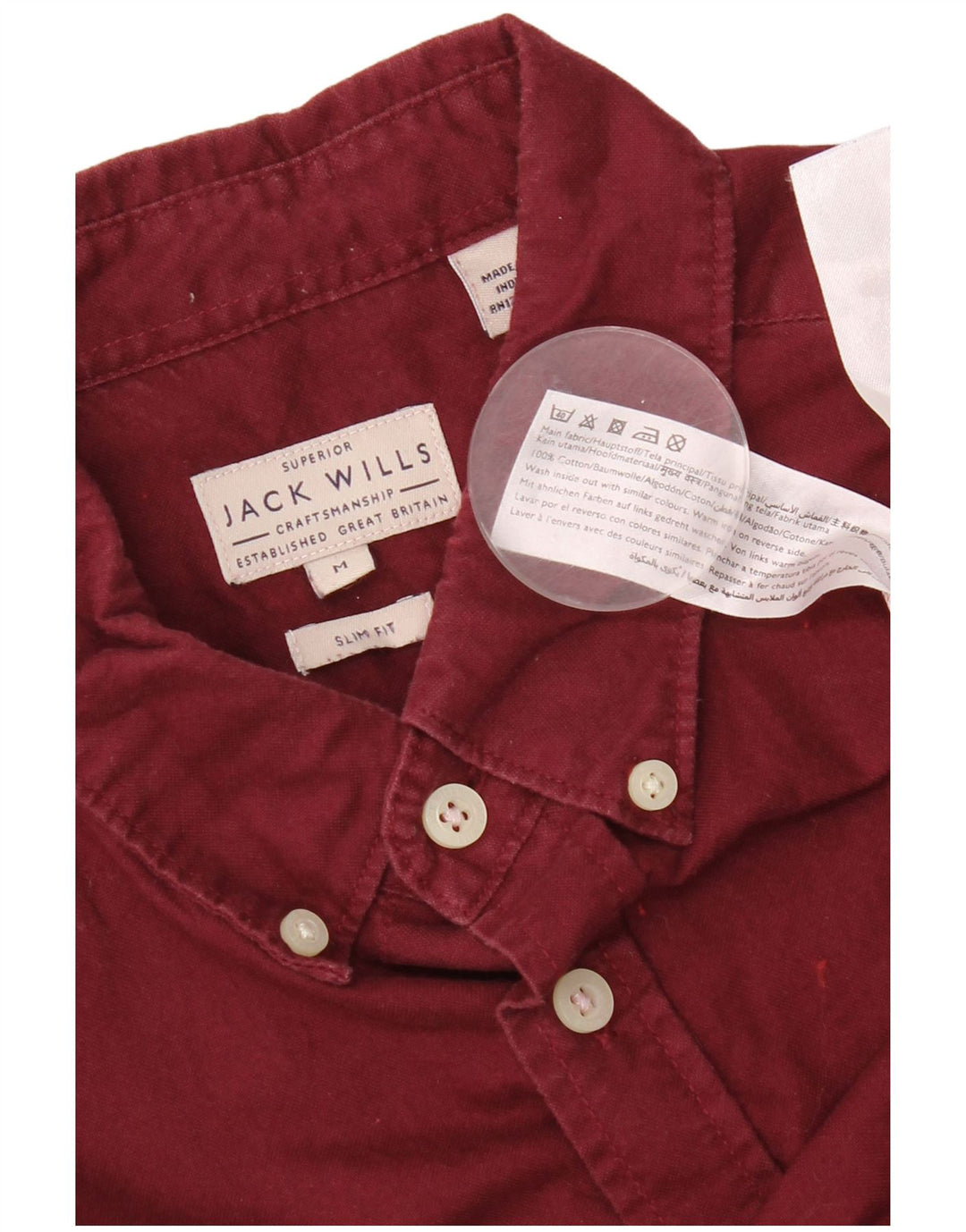 Koszula męska Jack Wills o dopasowanym kroju, średnia, bordowa bawełna