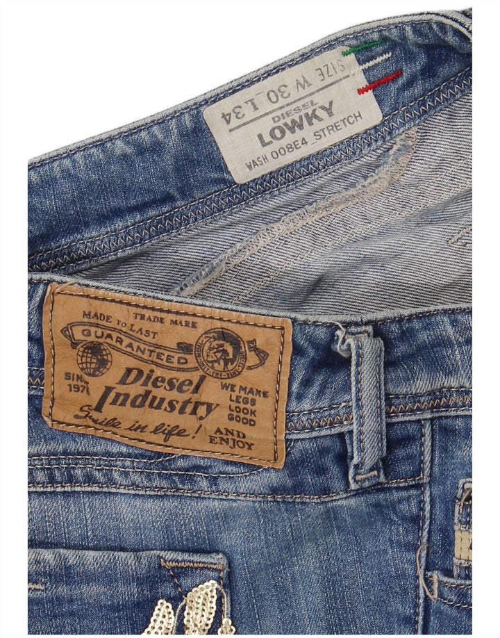 DIESEL Damskie jeansy Lowky Straight W30 L29 Niebieskie bawełniane