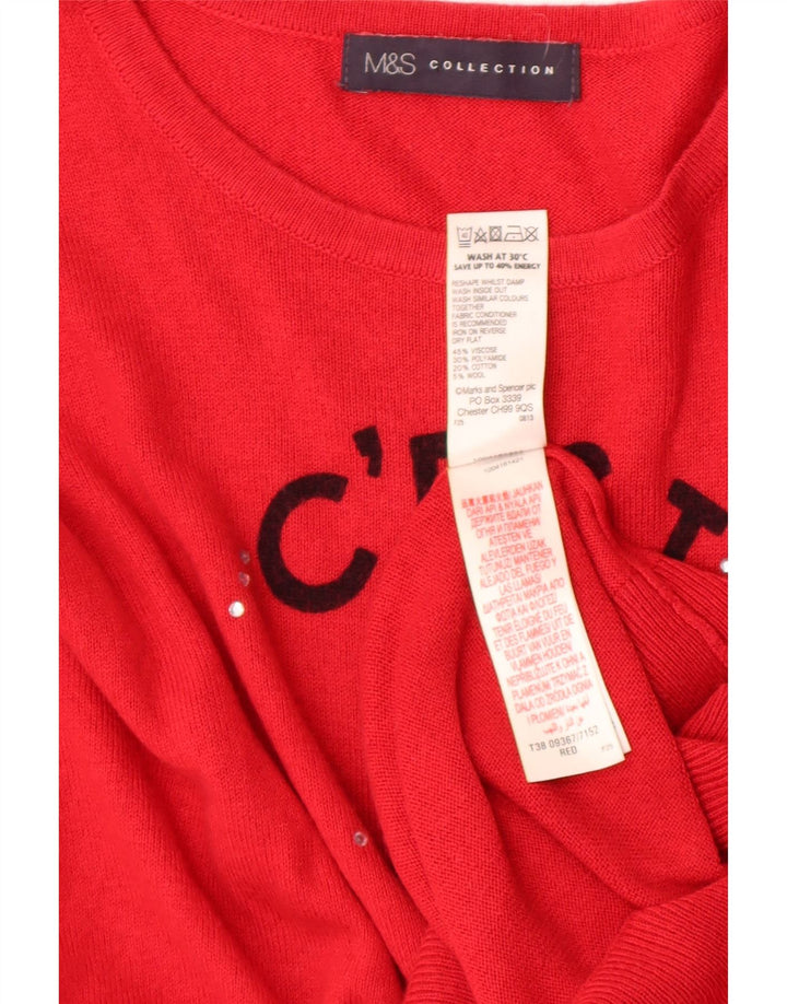 Marks & Spencer Damski sweter z wycięciem pod szyją, UK 14, średni czerwony