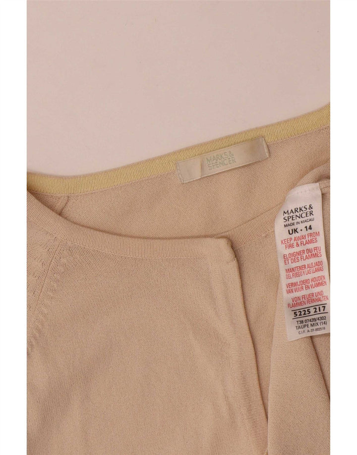 Marks & Spencer Damski sweter rozpinany UK 16, duży, beżowy, z blokami kolorów