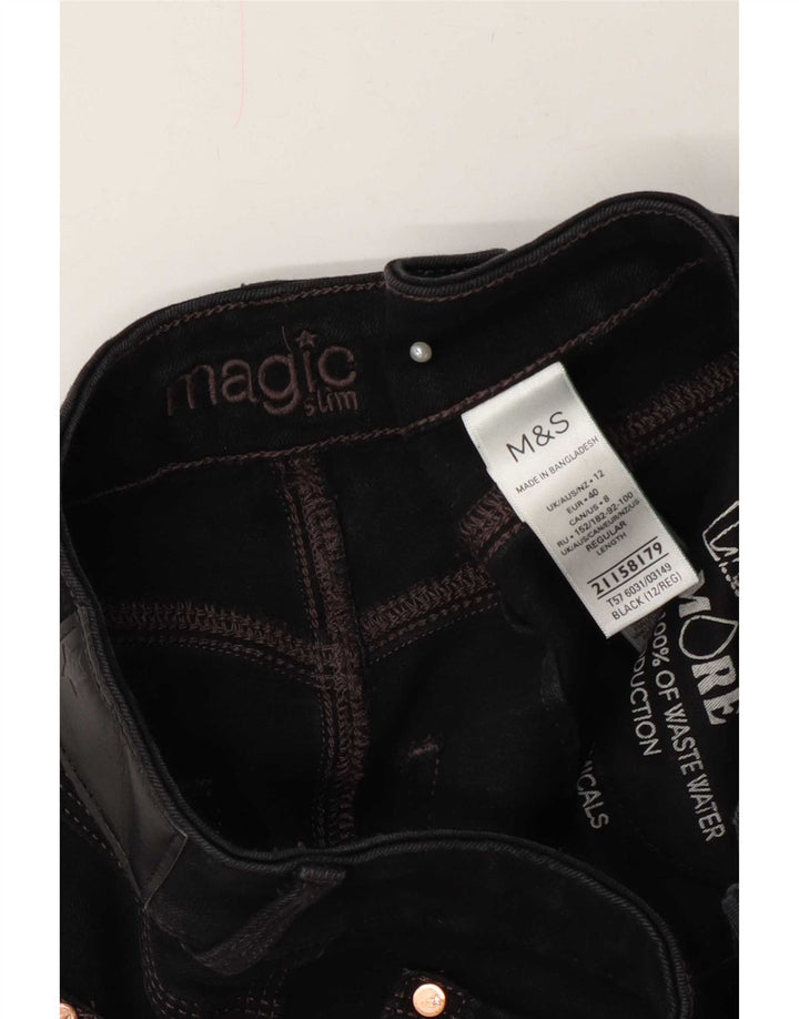 Marks & Spencer Damskie Magic Slim Jeans UK 12 Medium W28 L28 Czarna bawełna