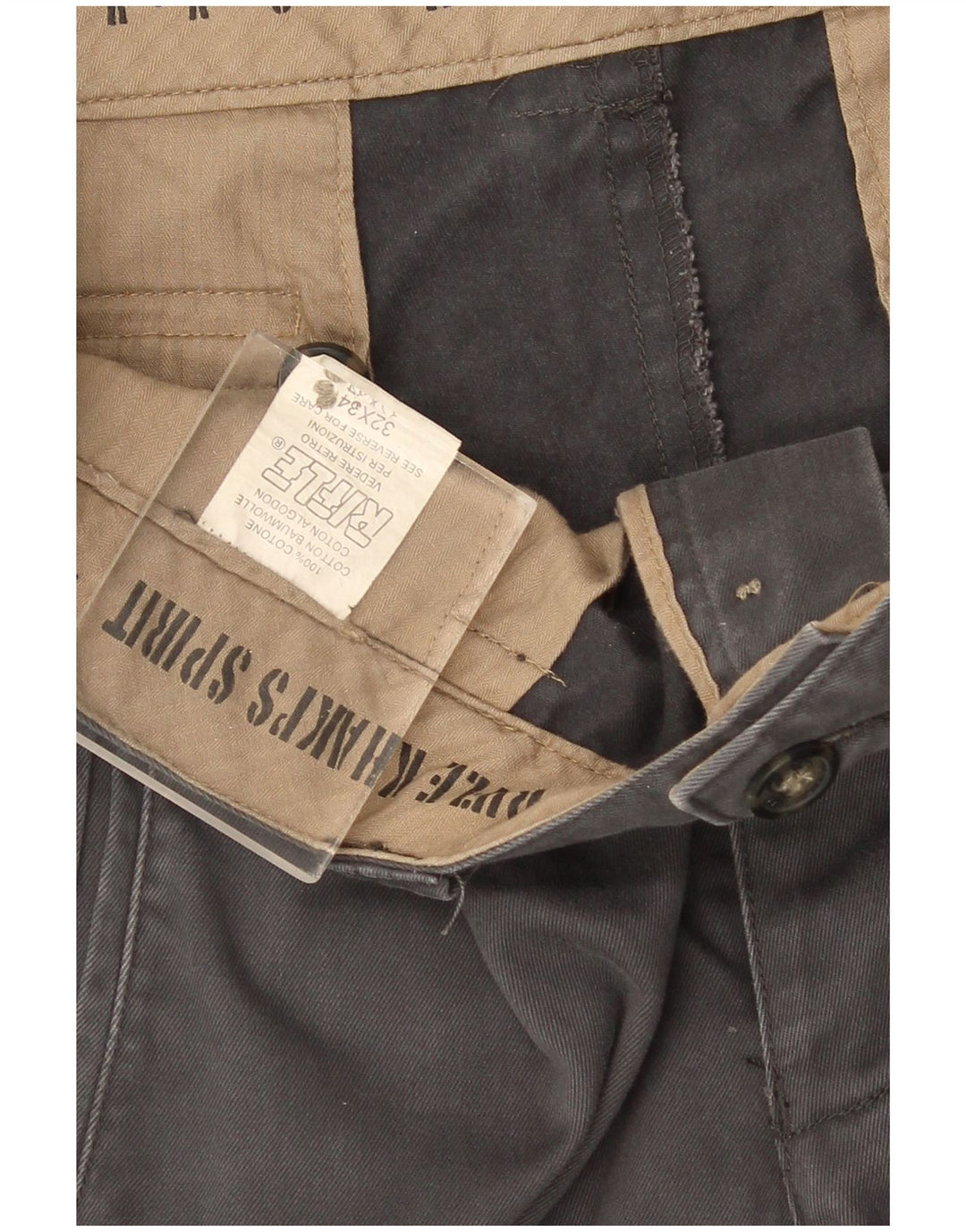 Spodnie męskie Rifle Straight Cargo W32 L34 Szara bawełna