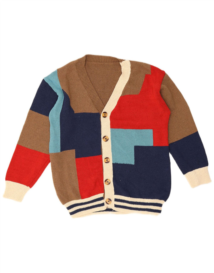 Sweter męski w stylu vintage, średni, wielokolorowy, geometryczny