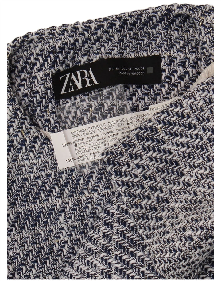 ZARA Womens 4 Button Blazer Jacket UK 14 Medium Navy Blue Flecked