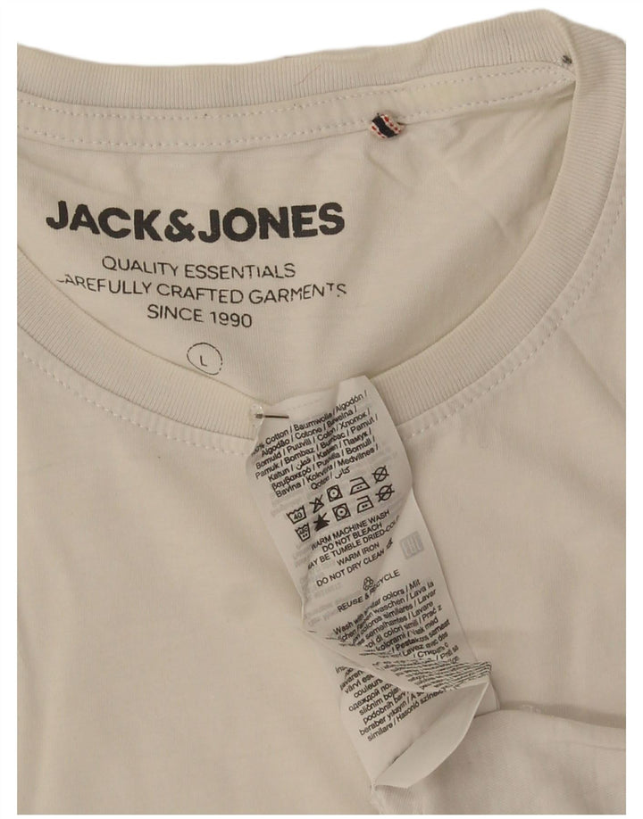 Męski T-shirt z grafiką Jack & Jones, duży, biały, bawełniany