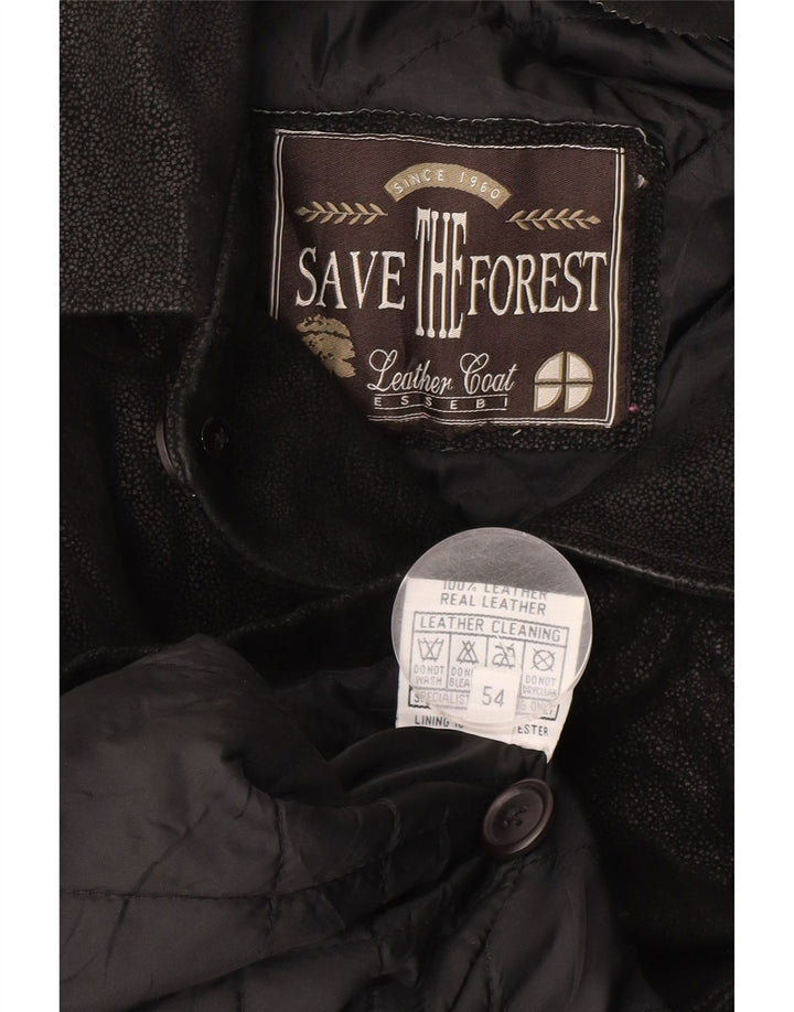 Męska kurtka skórzana SAVE THE FOREST IT 54 2XL Czarna skóra