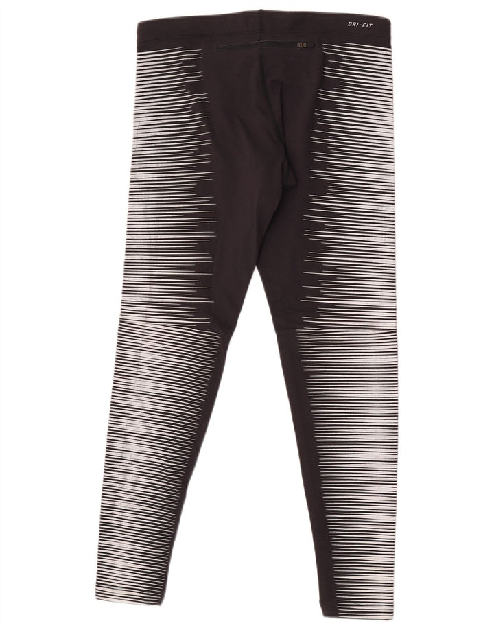 Damskie legginsy Nike Dri Fit UK 12, nylonowe średnie czarne paski
