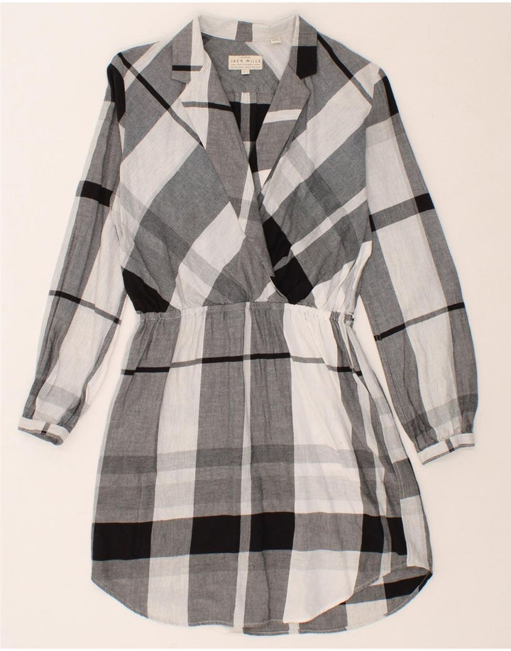 JACK WILLS Womens Pullover Shirt Dress UK 8 Small Grey Check Cotton Vintage Jack Wills and Second-Hand Jack Wills from Messina Hembry 