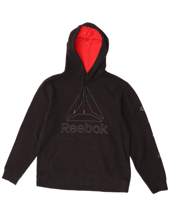 Męski sweter z kapturem Reebok z grafiką, średniej wielkości, czarny, bawełniany