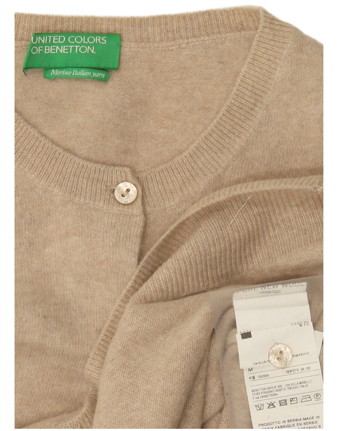 Sweter damski Benetton UK 12 średni beż, nowa wełna