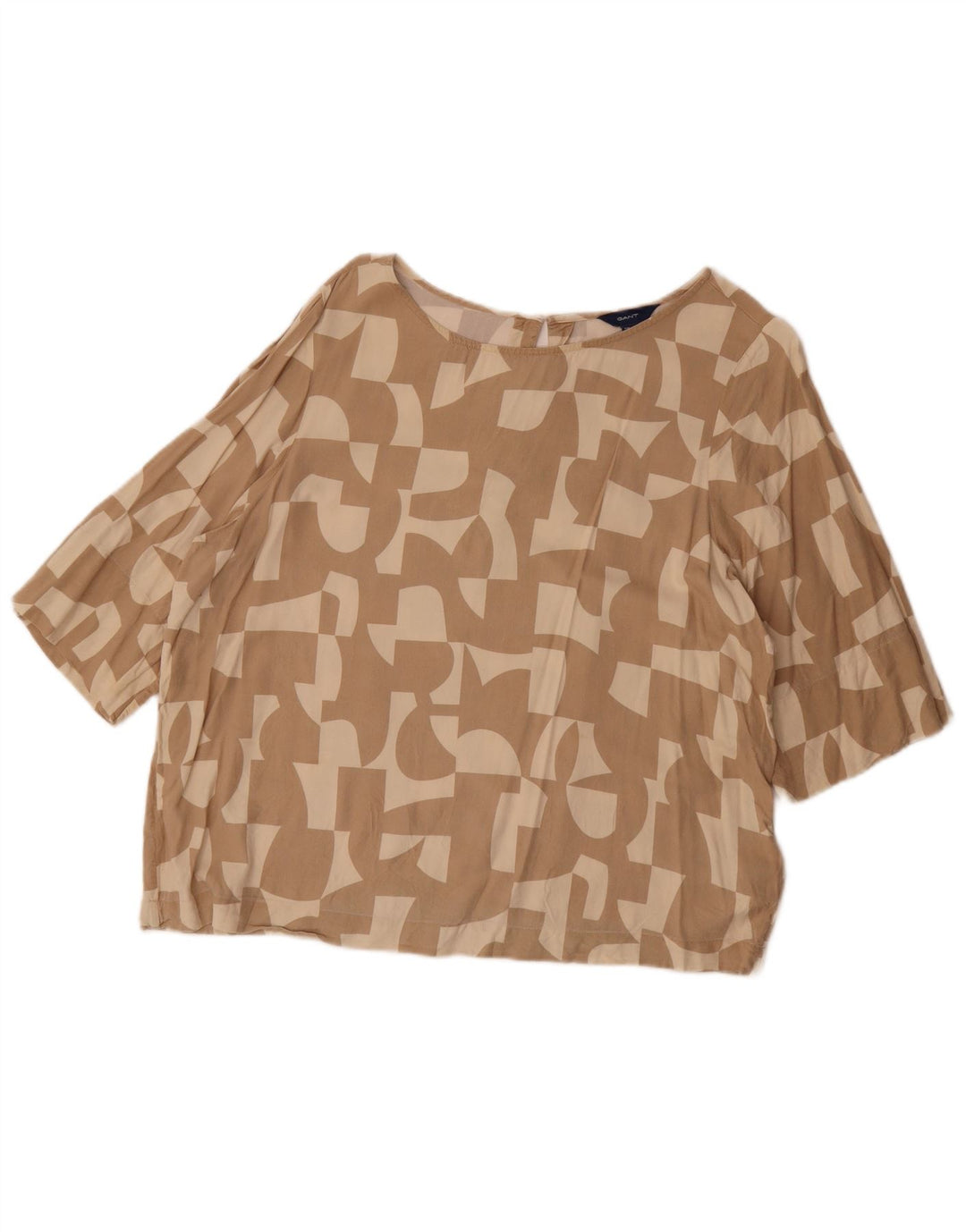 Damska bluzka oversize Gant Top UK 8 Small Beżowa geometryczna wiskoza