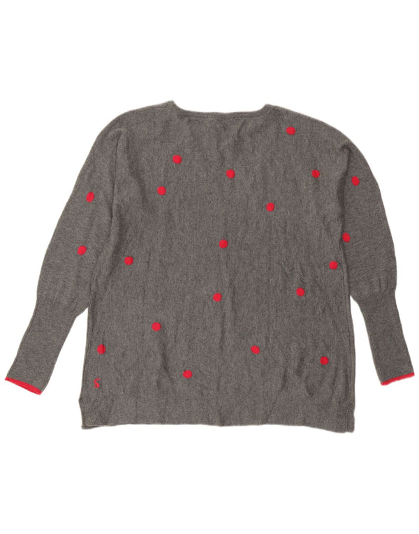 Damski sweter oversize Joules z dekoltem w łódkę UK 10 Small Grey w kropki