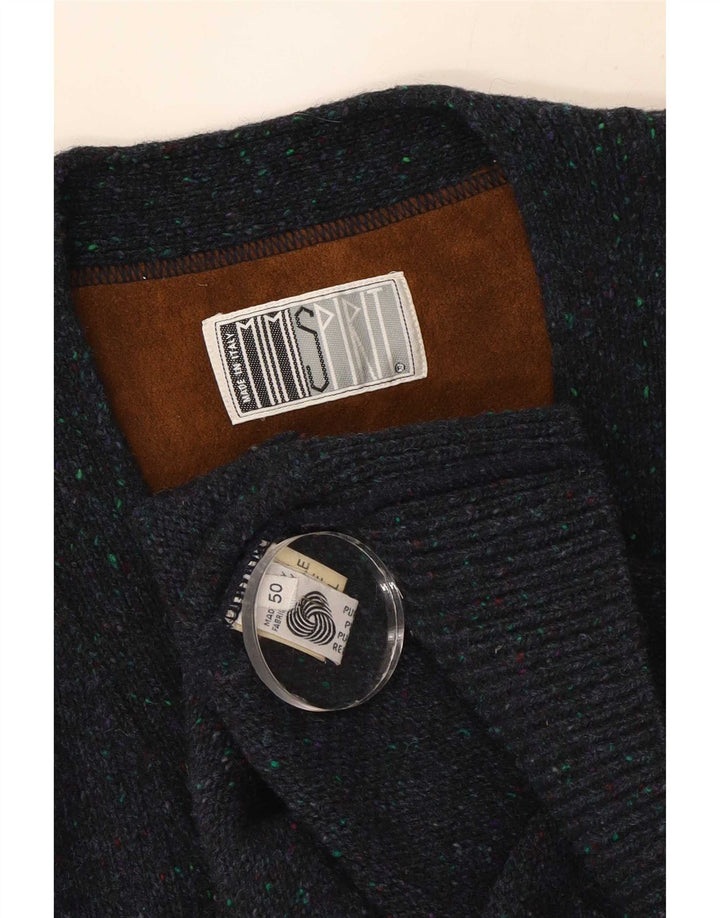 Vintage męski sweter kardigan IT 50 średni granatowy wełniany