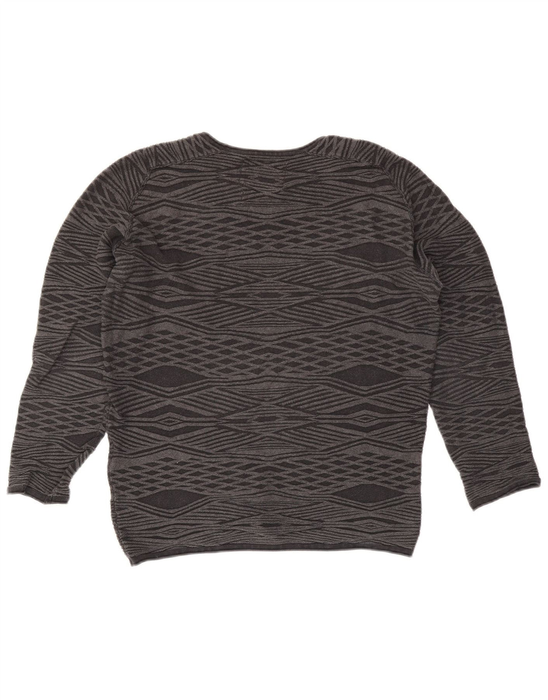 Męski sweter Jack & Jones z okrągłym dekoltem, mały, szary, wykonany z tkaniny argyle/diamentowej bawełny