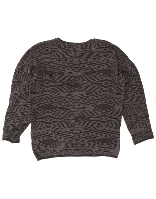 Męski sweter Jack & Jones z okrągłym dekoltem, mały, szary, wykonany z tkaniny argyle/diamentowej bawełny