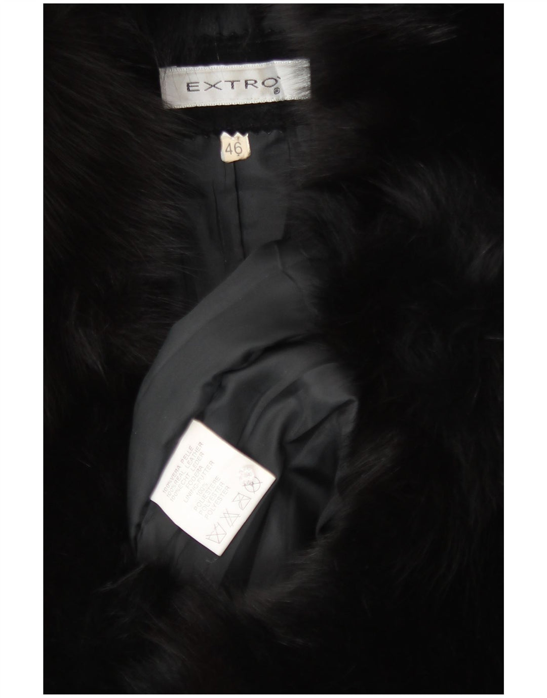 Vintage damski zamszowy płaszcz IT 46, duża czarna skóra